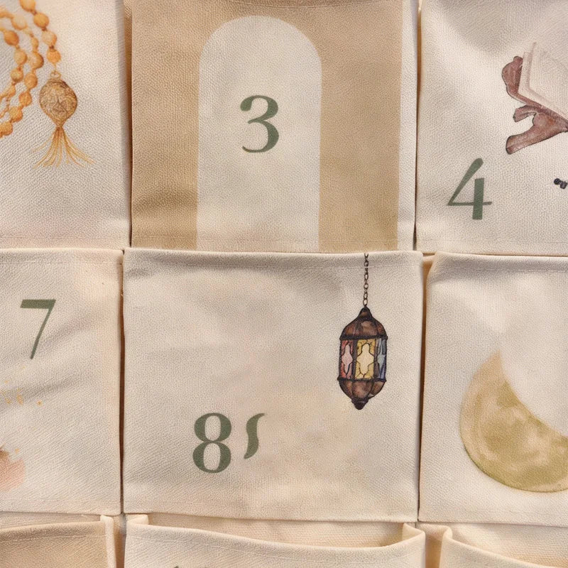 Ramadan 30-Day Advent Calendar for Muslim Islamic Kid Boy Girl Kareem Eid al-Fitr Wall Hanging Home Decoration