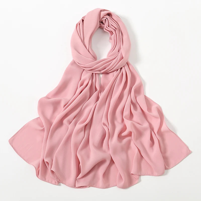 Women Chiffon Hijab Ramadan Abayas Premium Chiffon Scarf Shawl Muslim's dresses Hijab Cloth Islam Turban Solid Color Wraps