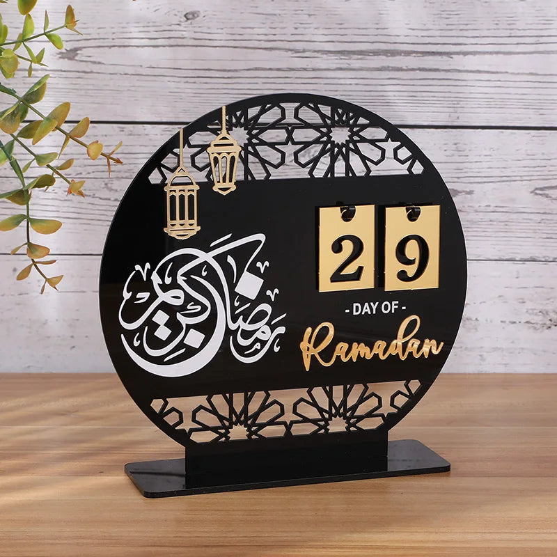 Black Gold Ramadan Countdown Calendar Gift Day Of Acrylic Ramadan Calendar Ornament With Replacing Number 2025 Eid Mubarak Decor