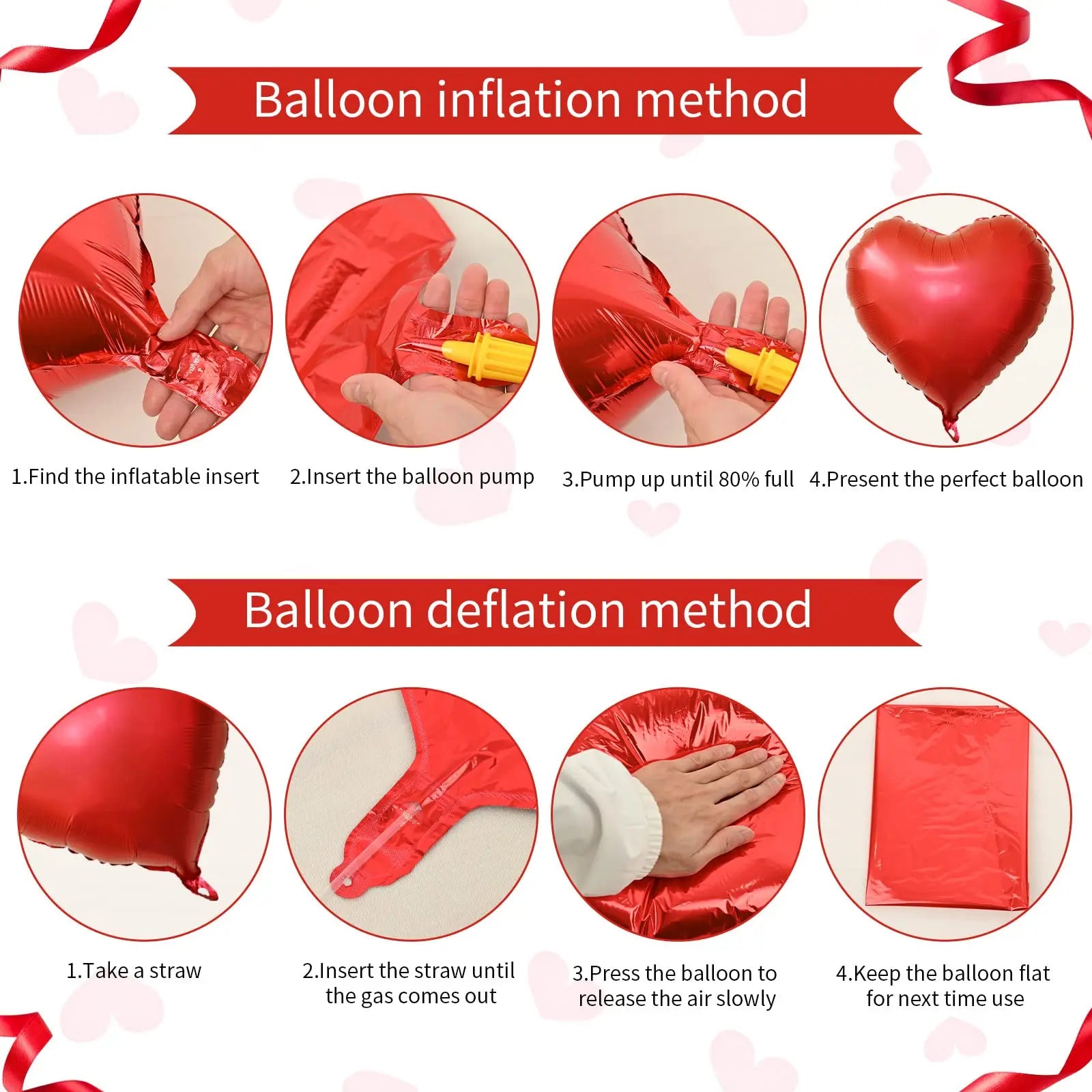 Red Heart-Shaped Balloon Metallic Burgundy Bow Balloon Set 10pcs Heart Foil Balloon Valentine's Day Wedding Birthday Party Decor