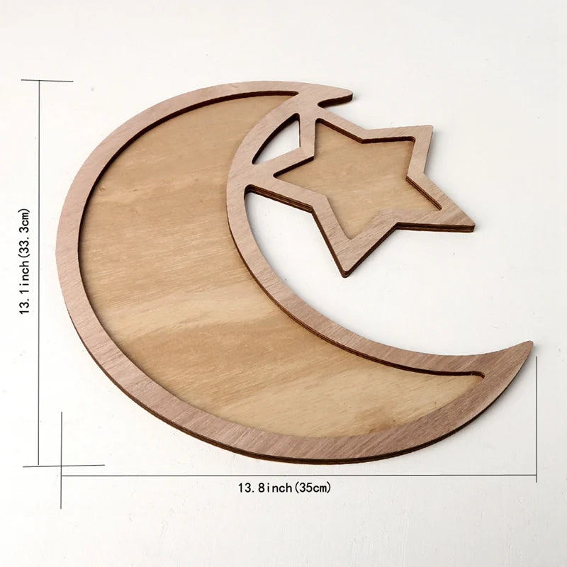 EID Mubarak Decor Wooden Tray Ramadan Decoration for Home Islamic Muslim Party Decor Mubarak Ramadan Kareem Gift Eid Al Adha