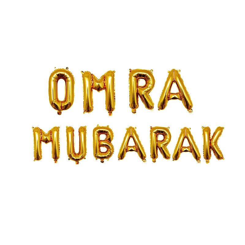 1Set OMRA Mubarak Letter Foil Balloons Ramadan Kareem Decoration Star Moon Helium Globos 2023 Muslim Islamic Party Supplies Gift
