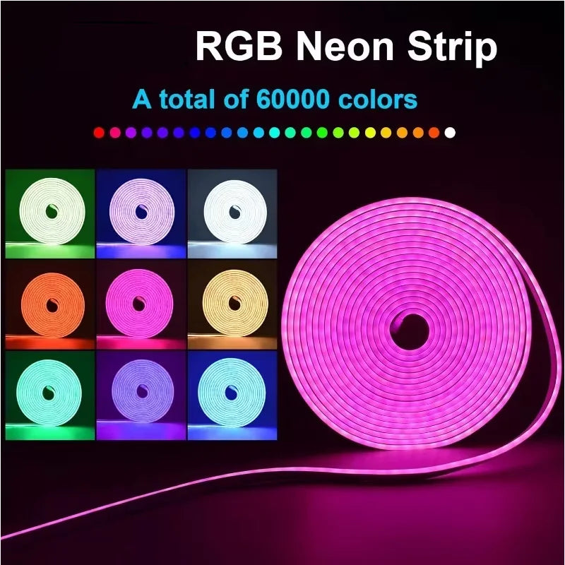 Smart RGB Neon Strip Light APP Control Music Sync Waterproof Flexible LED Neon Rope Lights for Home Decor Ambient Lighting