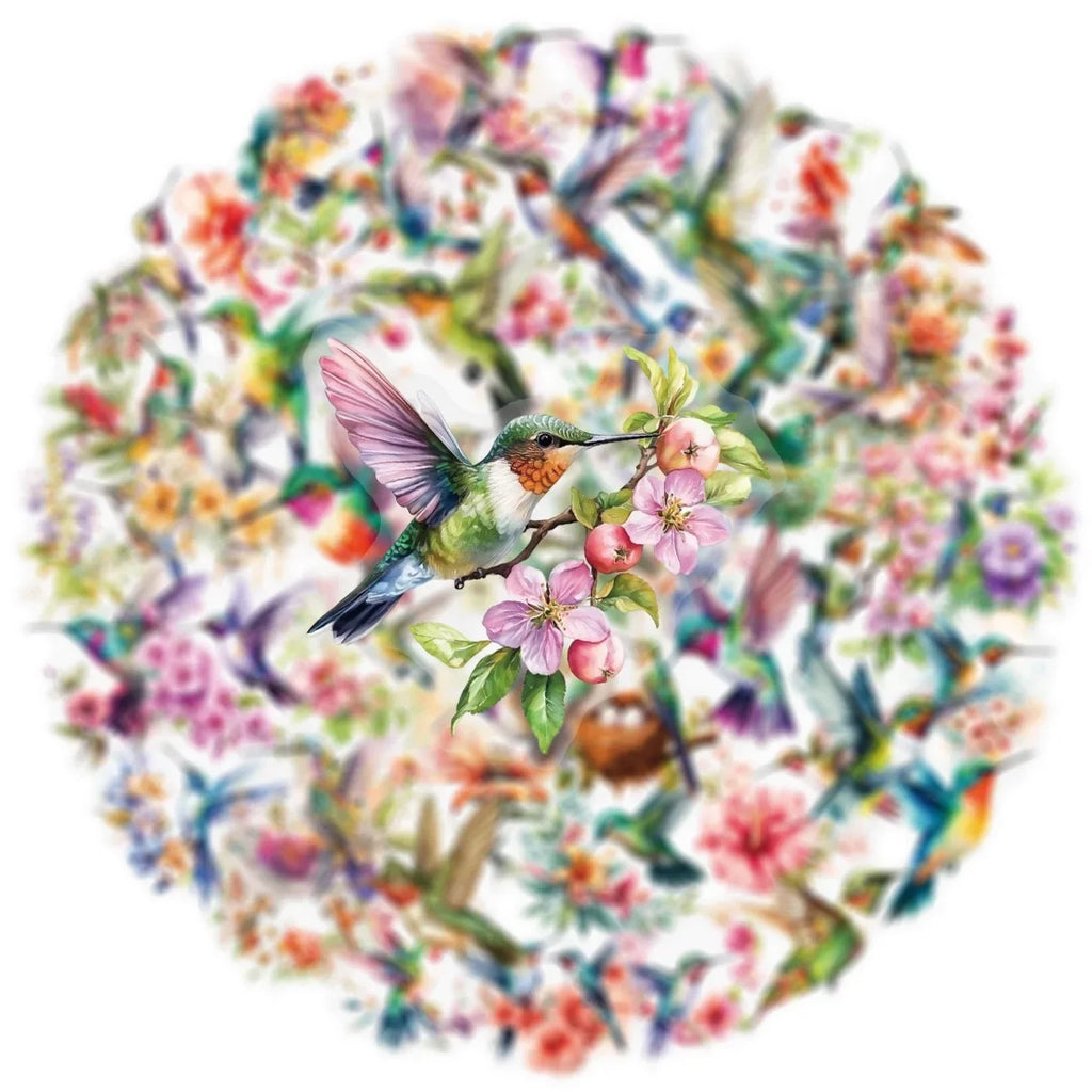 50/100PCS Cartoon Hummingbird Flower PET Graffiti Stickers Aesthetic Stationery DIY Decoration Scrapbooking Laptop Skateboard