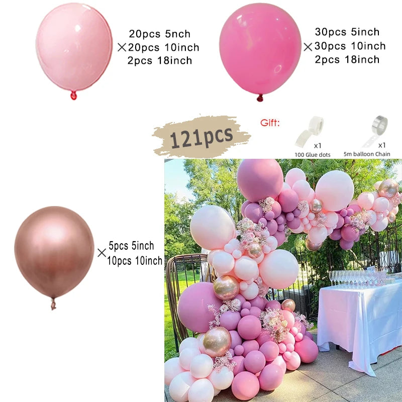 Macaron Pink Balloon Garland Arch Kit Wedding Birthday Party Decor Kids Rose Gold Latex Balloons Baby Shower Decorations Chain