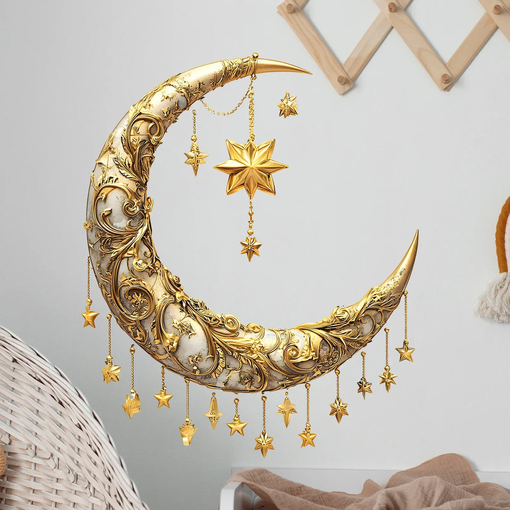 1Pcs Eid Mubarak Wall Stickers Ramadan Kareem Moon Star Lantern Window Decal Decorations for Home Muslim Islamic Wall Sticker