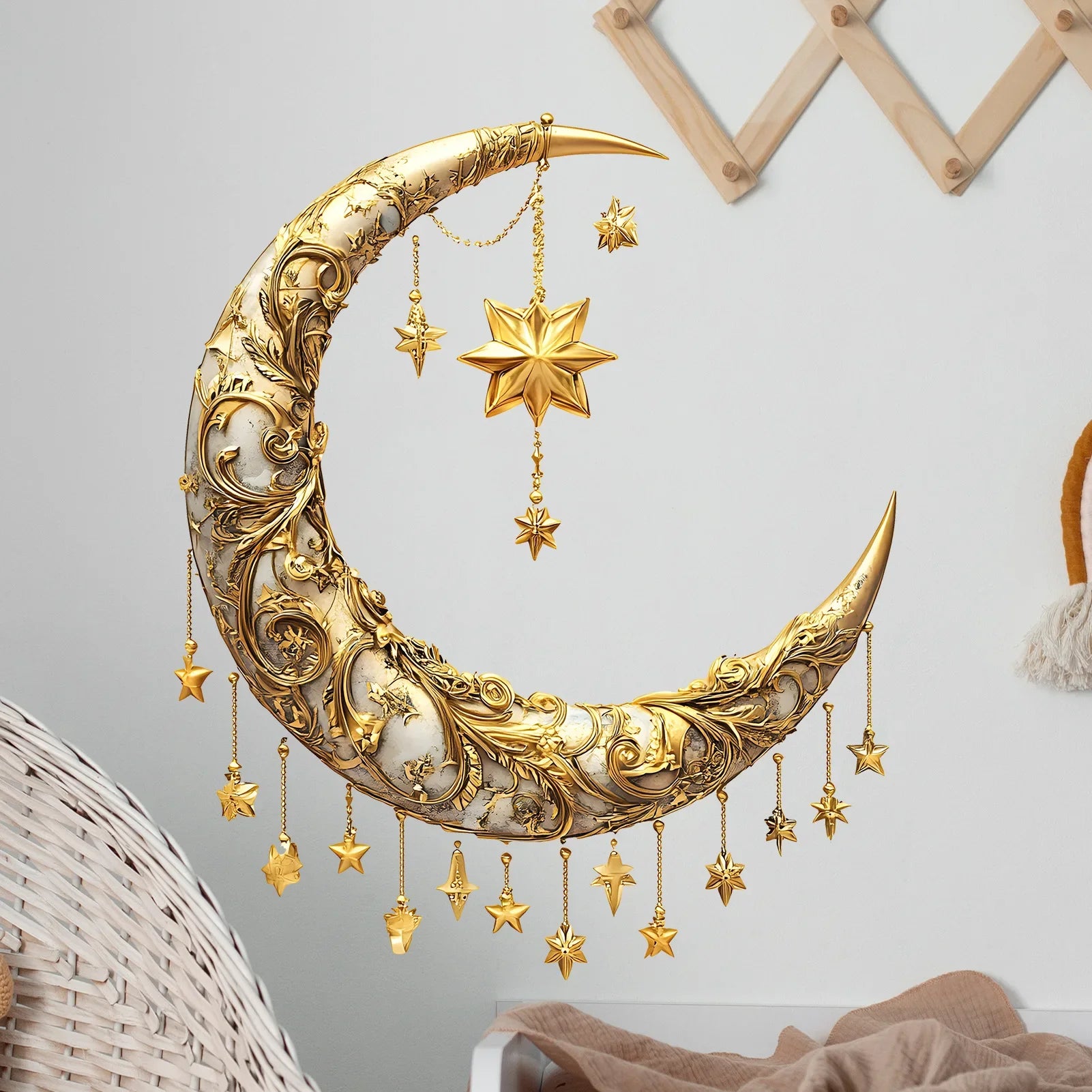 1Pcs Eid Mubarak Wall Stickers Ramadan Kareem Moon Star Lantern Window Decal Decorations for Home Muslim Islamic Wall Sticker