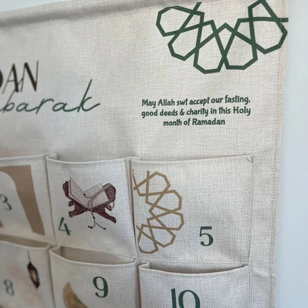 Ramadan Advent Calendar for Muslim Islamic Kid Kareem Wall Hanging Home Decoration 30 Day Countdown Calendar Eid Ornament
