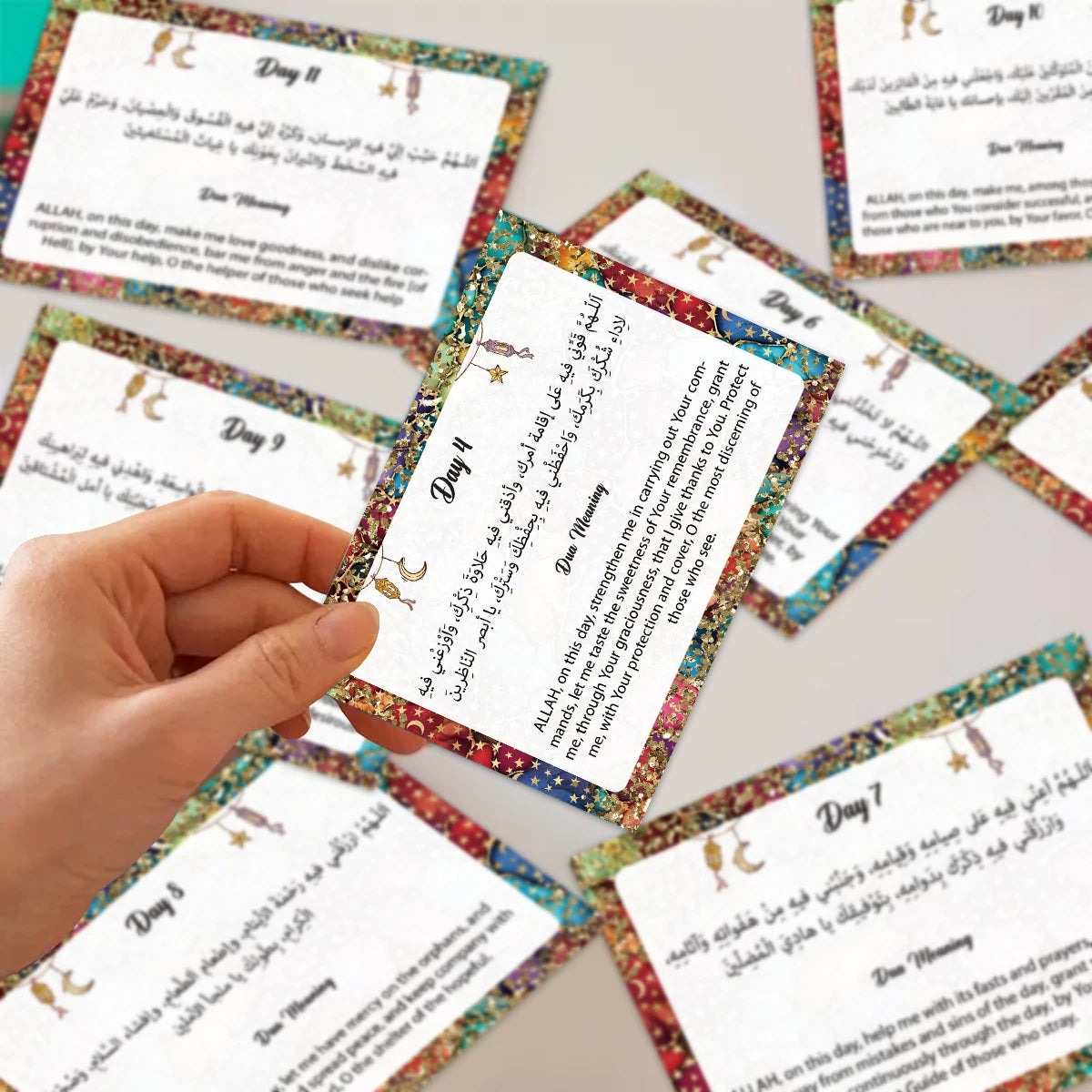 30pcs Ramadan 30 Days Holy Month Dua Cards With Arabic Text,English Translation For Islamic Prayer Reflection,Worship,Eid Gifts