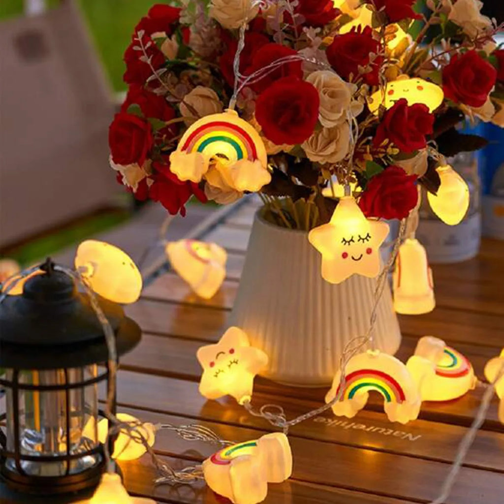 1PACK Rainbow, Star & Cloud String Lights, LED Decorative Fairy Light, Battery Powered Twinkle Lights for Party & Bedroom Decor