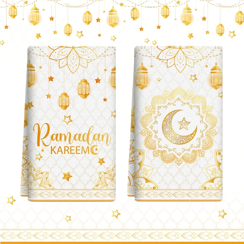 2ps Ramadan Dish Towel Eid Mubarak Decoration 2026 for Home Ramadan Kareem Ramadan Mubarak Islamic Muslim Party Eid Al-Fitr Gift