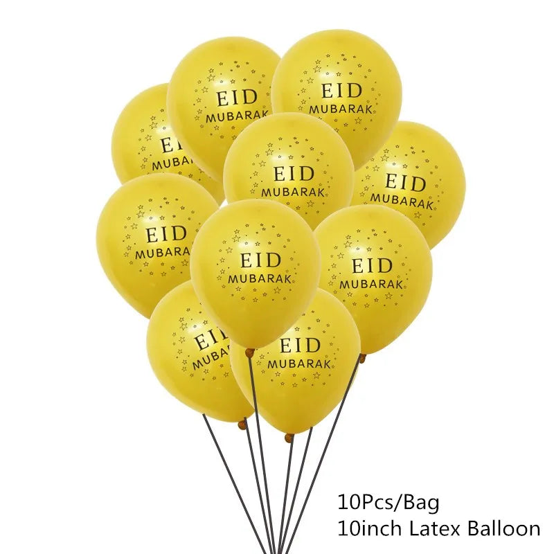 10Pcs Eid Umrah Mubarak Latex Balloon Ramadan Kareem Festival Muslim Islamic Ramadan Party Eid Al-Firt Home Decoration Supplies