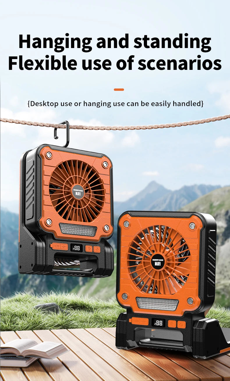 Outdoor Solar Fan Light 8 Hours Battery Foldable Tent Lantern Portable Multifunctional Camping Light Cross Border New