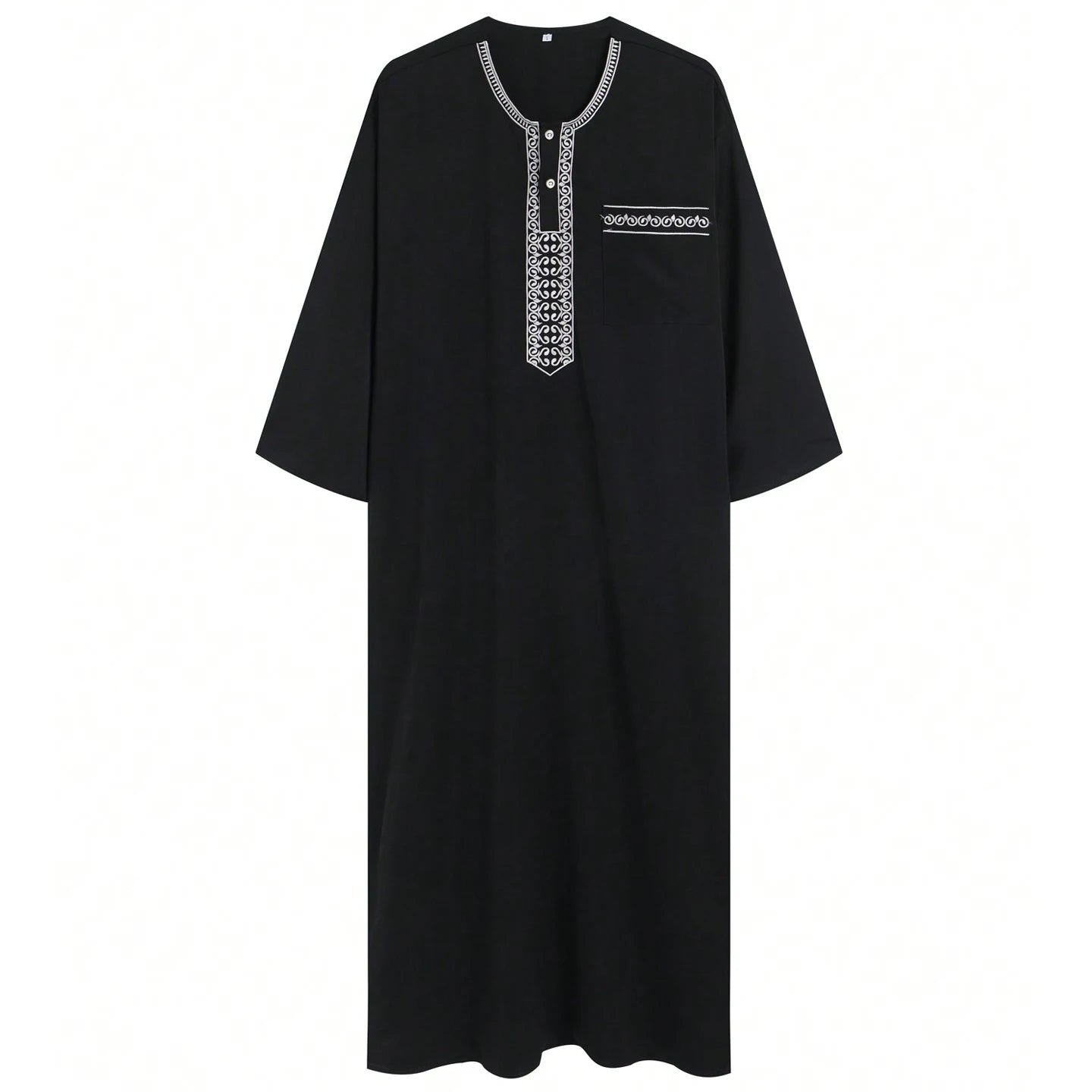 New Islamic Muslim Men's Thobe Long-Sleeved Classic Embroidery Robe Arabic Ethnic Style Men's Casual Formal Robe Prayer Dress