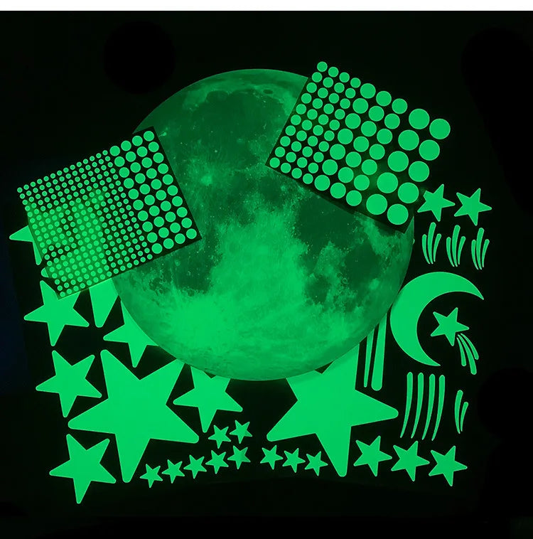 Luminous Moon Stars Wall Stickers for Kids room Bedroom Decor Glow in the dark Earth Wall Decals Noctilucent Stickers Home Decor
