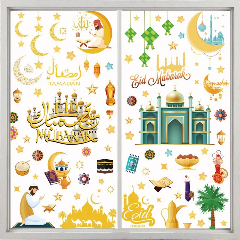 Eid Mubarak Wall Stickers Kareem Ramadan Decoration 2025 For Home Islamic Muslim Party Decor Mubarak Ramadan Window Sticker Gift