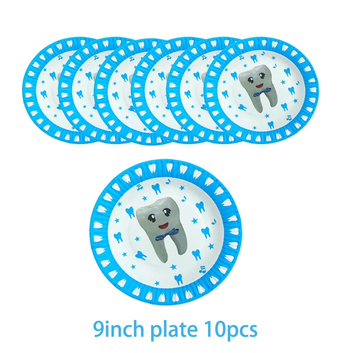 Blue My First Tooth Theme Birthday Party Decorations Disposable Tableware Balloon Banner Cake Toppers Kid Boys Baby Shower Gifts