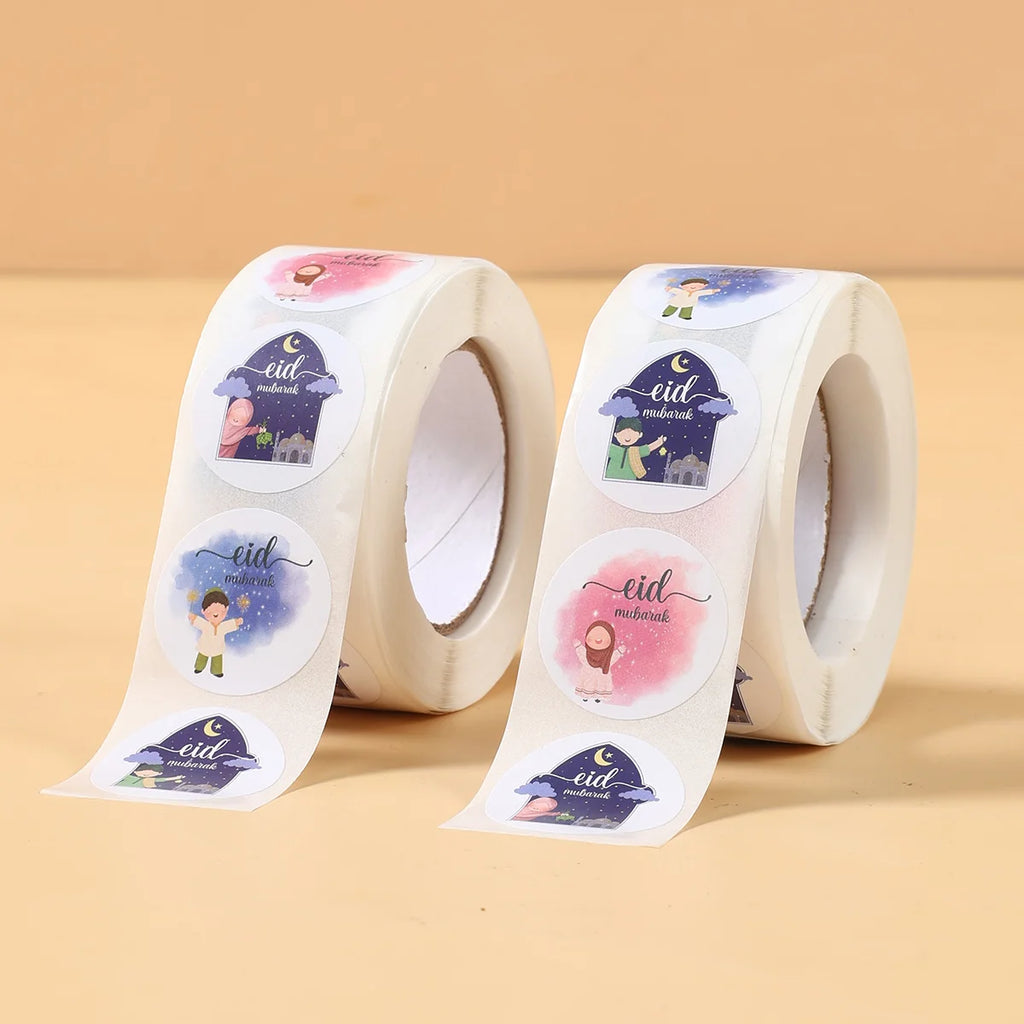 EID Mubarak Stickers Ramadan Decoration 2025 For Favor Gifts Label Ramadan Kareem Islamic Muslim Party Eid Al Adha Gifts