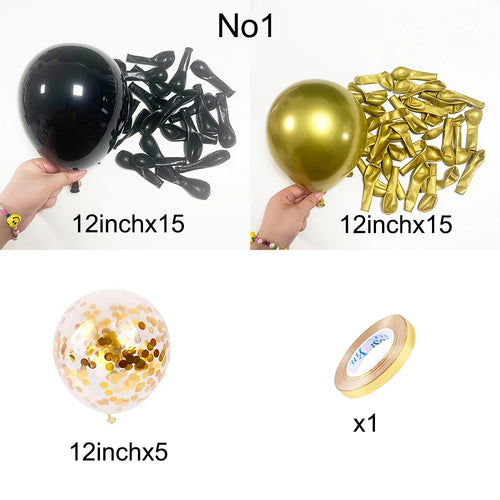 12inch Black Metallic Gold Latex Balloon Set Black Gold Confetti Balloon Graduation Globos Birthday Party Baby Shower Decoration