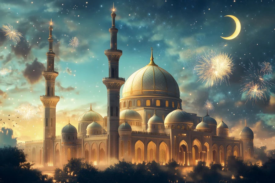 Ramadan Mubarak Backdrops Eid Al Adha Moon Islam Muslim Celebration Eid Party Night Decoration Background Photo Shoot Prop Gift