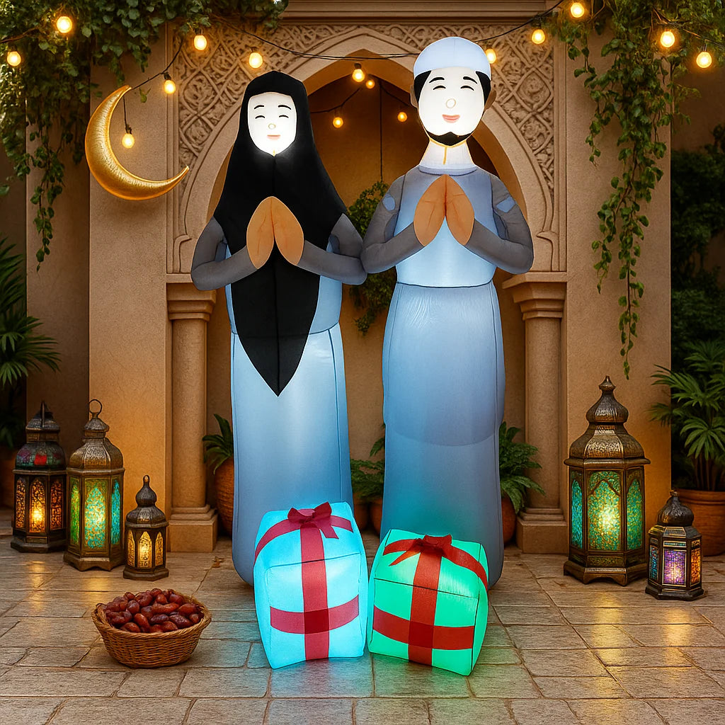 Ramadan Eid Mubarak Inflatable Decorations with LED Lights Muslim Islamic Holiday DIY Party Supplies  Outdoor Yard Ornament