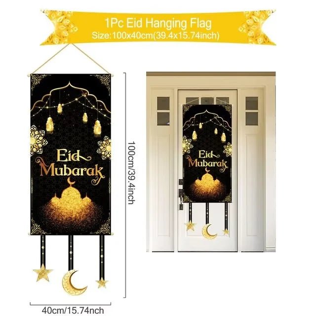 Eid Mubarak Decoration Hanging Flag Eid Mubarak Decor 2025 for Home Islamic Muslim Party Decor Ramadan Kareem Eid Al-Fitr Gift