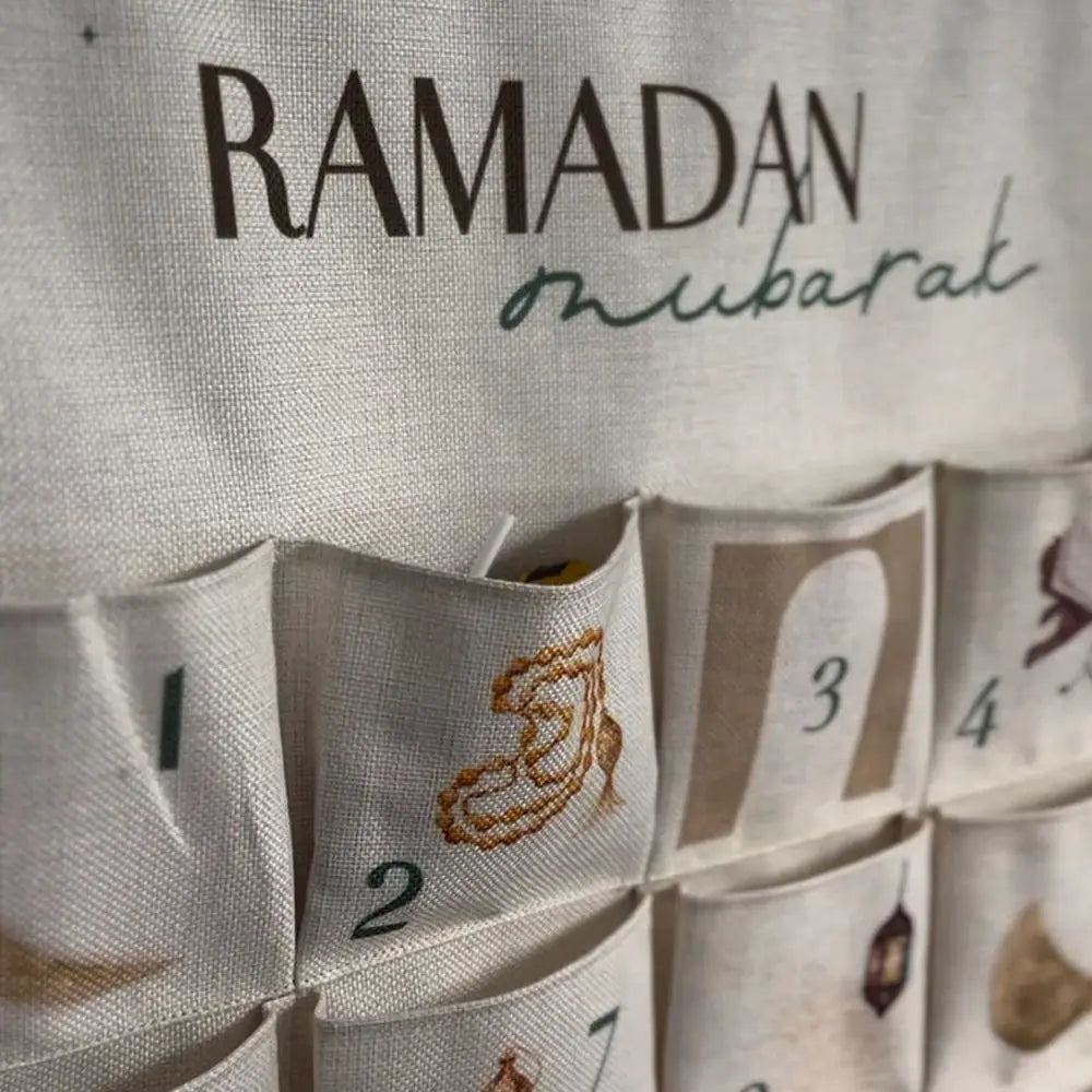 Ramadan Advent Calendar for Muslim Islamic Kid Kareem Wall Hanging Home Decoration 30 Day Countdown Calendar Eid Ornament