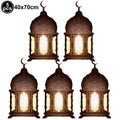 5pcs Eid Mubarak Balloons Decors Ramadan Lantern Moon Star Shape Moon Castle Pattern Foil Balloons Islamic Muslims Party Supplie