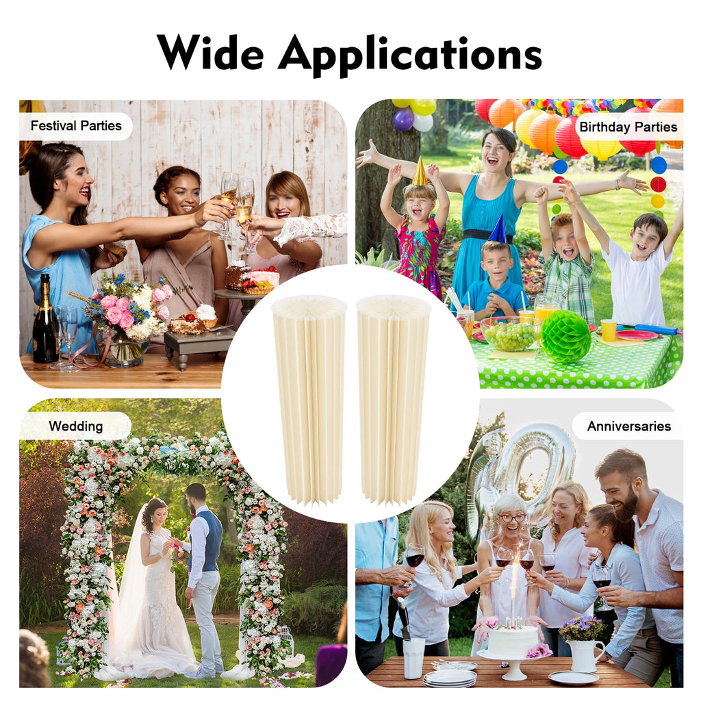 2pcs Foldable Cardboard Flower Stands 100cm Wedding Centerpieces Display Dessert Table Milky White Cardboard, Acrylic For Party