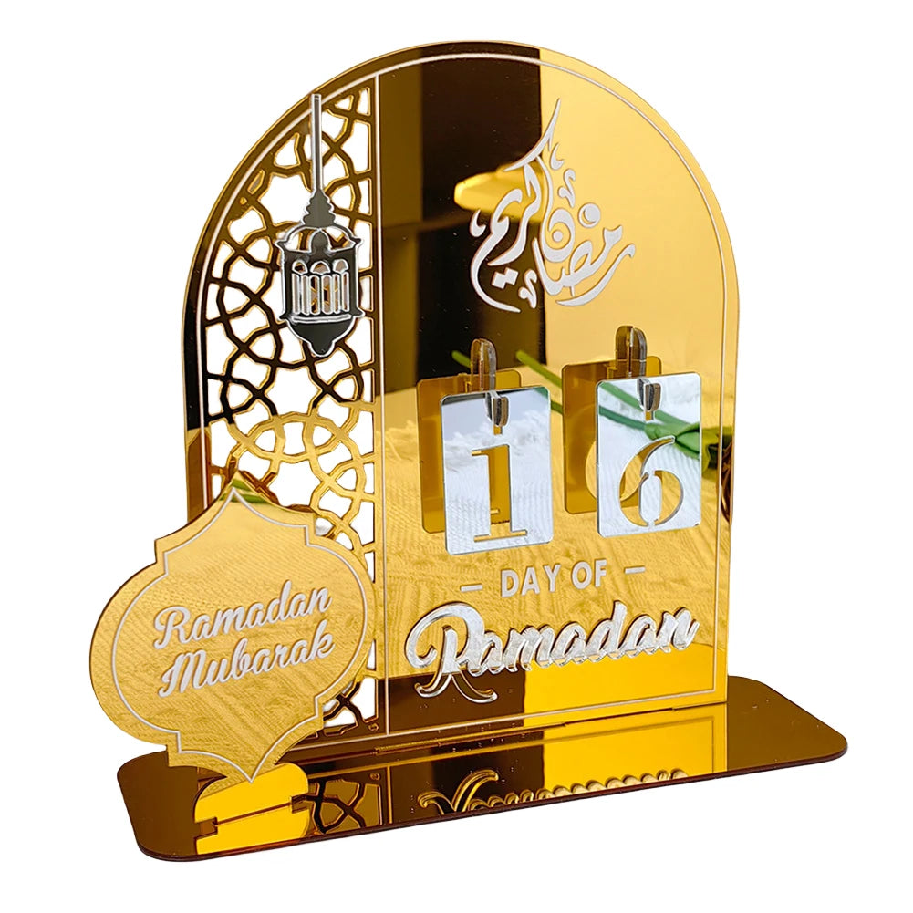 Acrylic Ramadan Advent Calendar Gift for Kids Ramadan Decorations Eid Mubarak Countdown Calendar for Home Decor