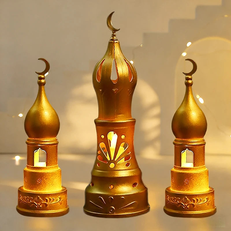 Electronic Ramadan Candle Lantern 2026 Muslim Ramadan Lantern Table Decorations Eid Mubarak Desk Accessories Ramadan Party Gifts