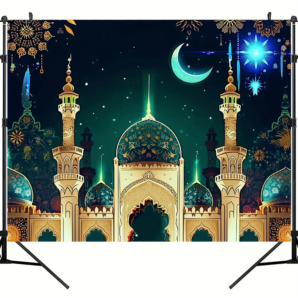 Eid Mubarak Backdrop Eid Mubarak Banner 70x90 Inch Ramadan Mubarak Hanging Sign Islamic Eid Mubarak Ornament Ramadan Supplies