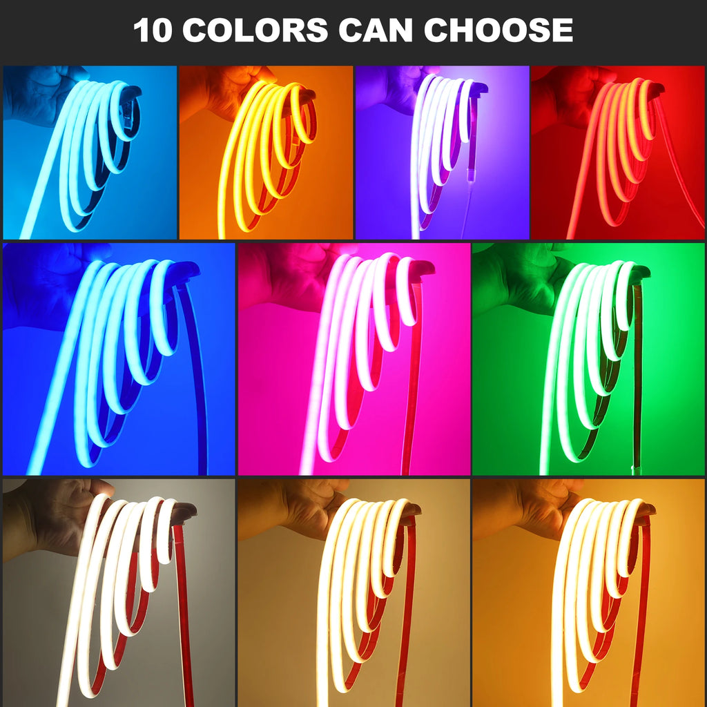IP68 Waterproof COB LED Strip Light DC 12V 24V 320LEDs/m Red Blue Green White Linear Flexible Neon Lights for Room Garden Decor