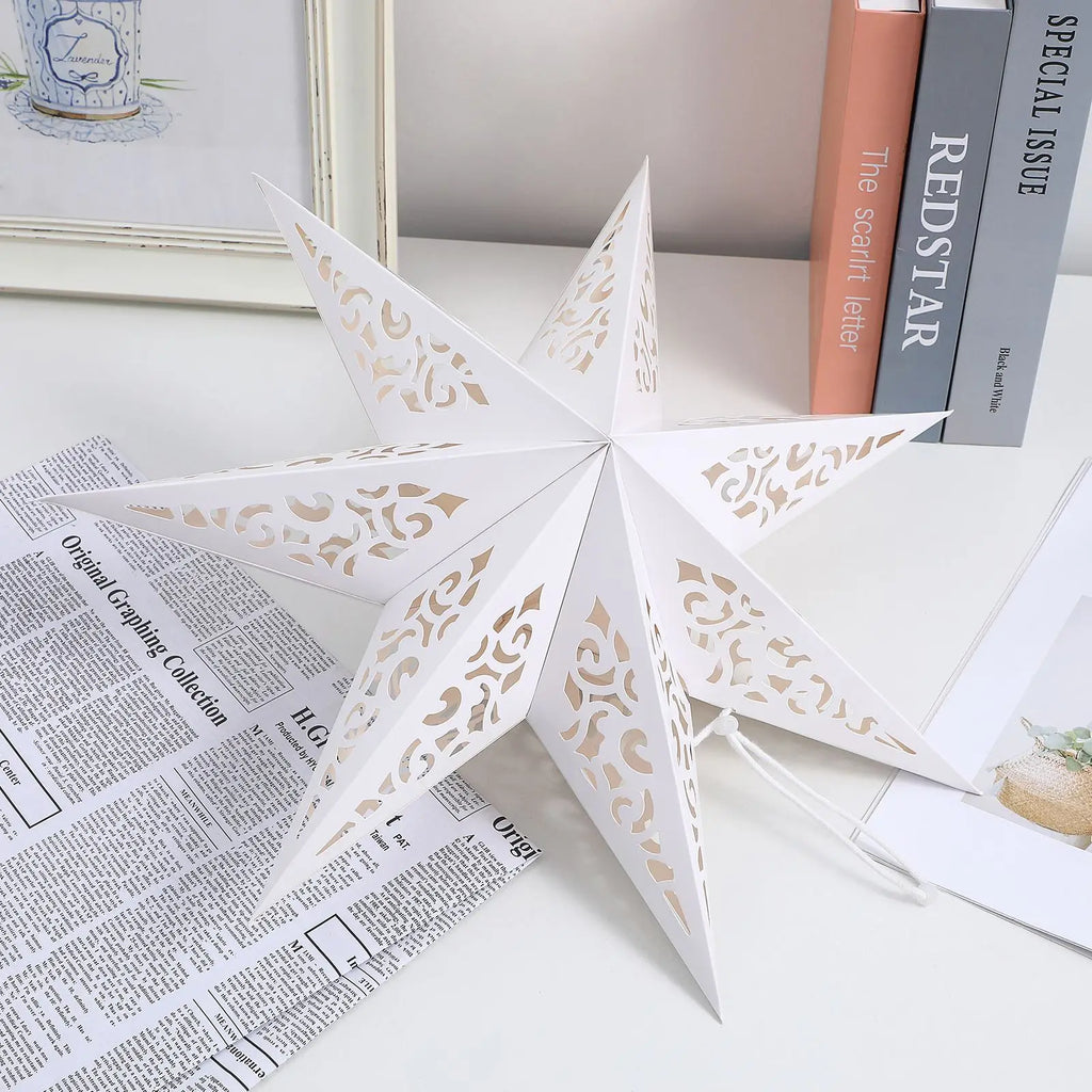 Hollow Out Star Decorative Home Islam Muslim Light Paper Lantern Stars Lampshade Decor Garden Pendant Wedding Party White