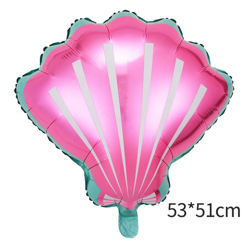 Sea Shell Balloon Transparent Rainbow Gradient Color Shell Foil Balloon Ocean Mermaid Theme Kids Birthday Wedding Party Decor
