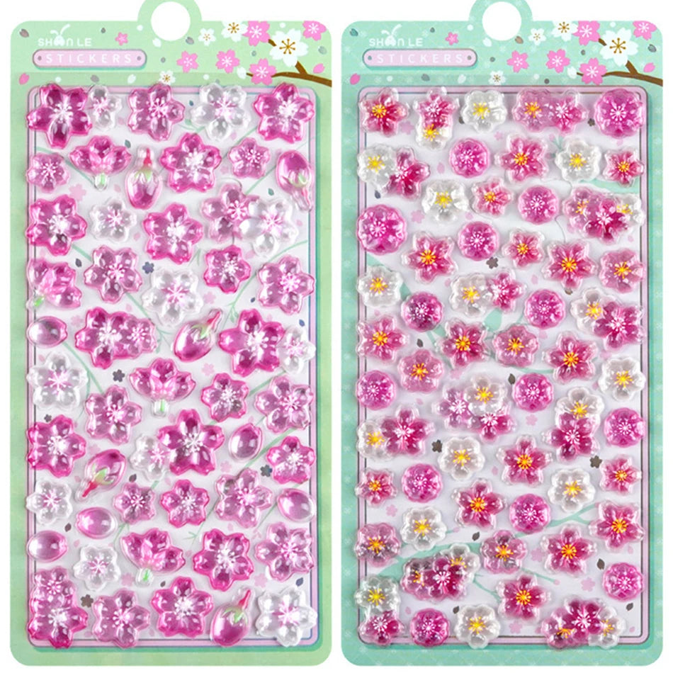 Cherry Blossom Petal Sakura Drop 3D Relief Stickers Scrapbooking DIY Journaling Stationery Diary Decor School Cute Stickers
