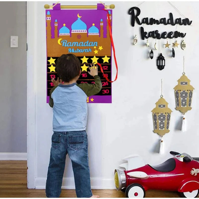2026 Eid Mubarak Countdown Calendar Ramadan Muslim Party Hanging Calendar Decoration Craft Eid Al-adha Desktop Ornaments Gifts