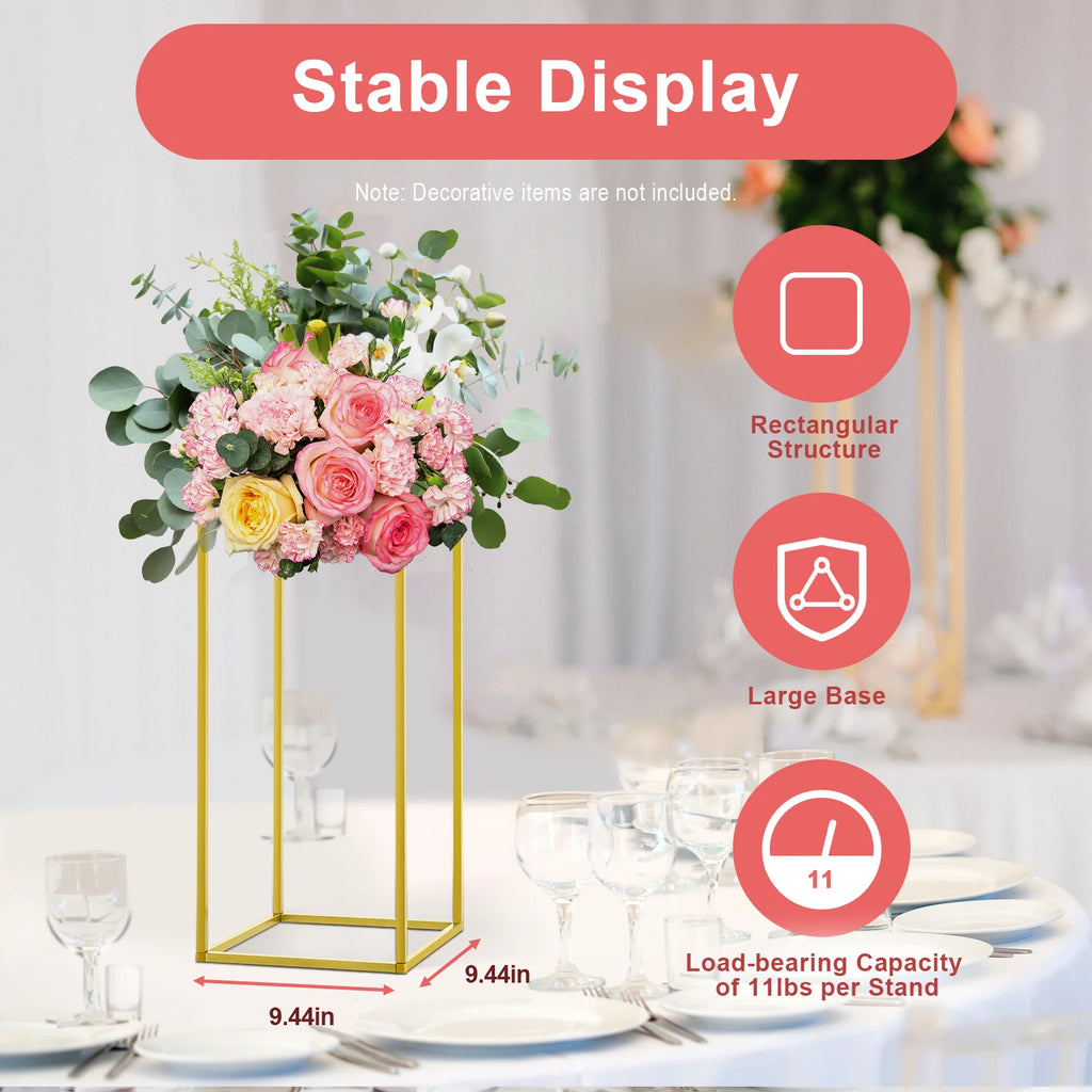 10PCs 23.62inch Tall Metal Flower Stand Geometric Flower Vase Stand for Wedding Table Centerpieces,Party, Events, Home Deco