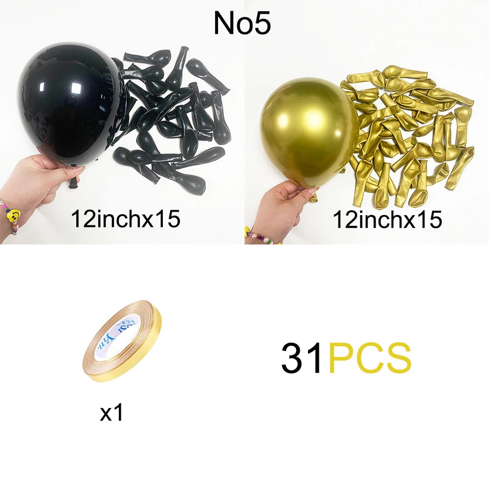 12inch Black Metallic Gold Latex Balloon Set Black Gold Confetti Balloon Graduation Globos Birthday Party Baby Shower Decoration