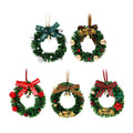 Christmas Atmosphere Bells 5pcs Set Mini Tree Window Hanging Ornaments With Wreath Party Decorations
