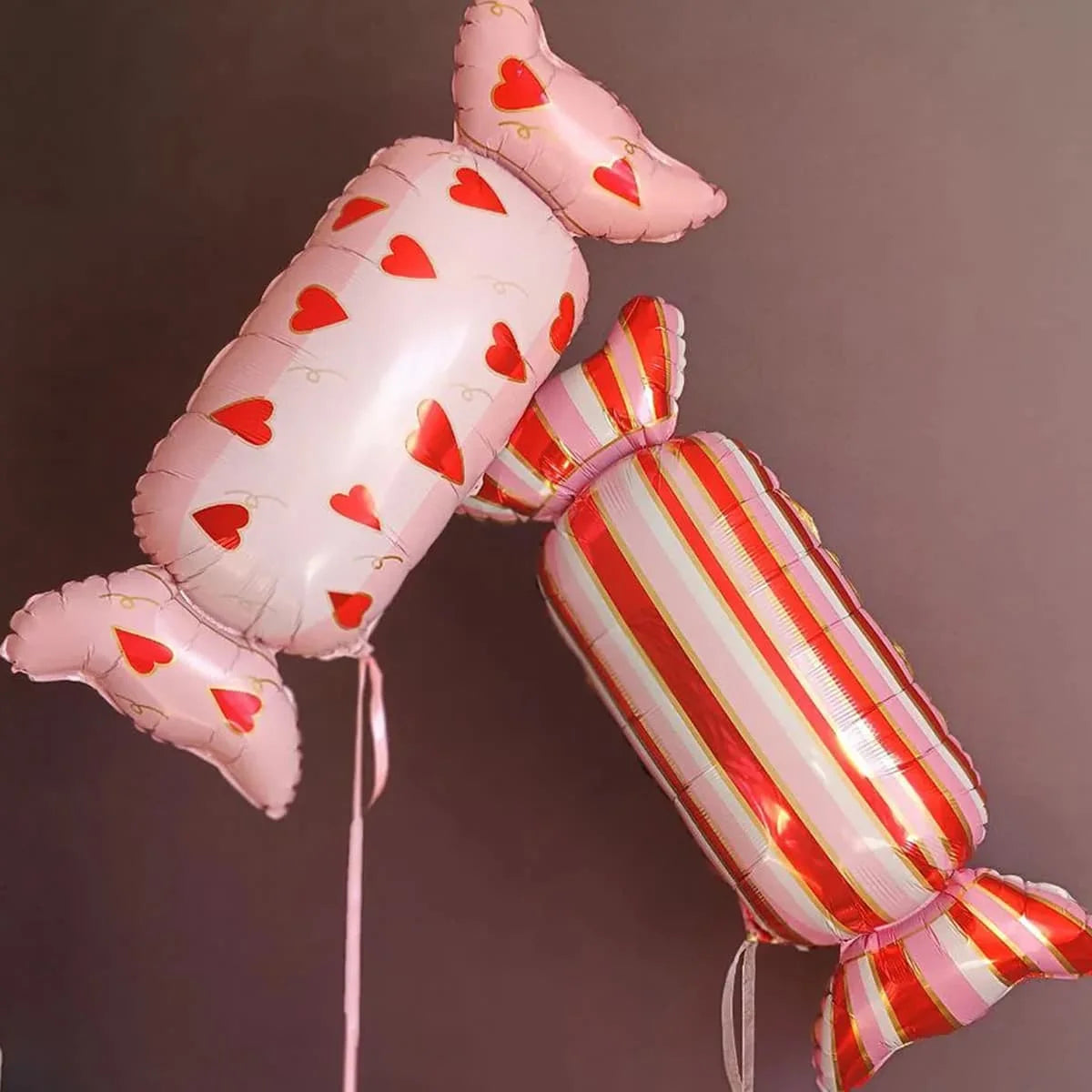 Candy shaped aluminum foil balloons with heart-shaped printed candy balloons for shower, birthday party, wedding decoration