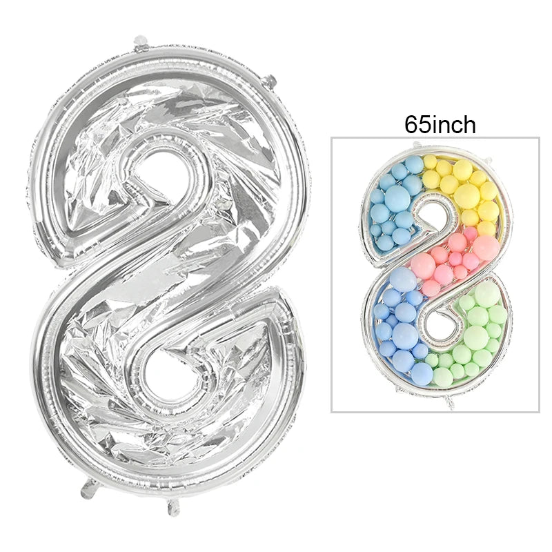 65inch Large Foil Number Balloon DIY Filling Frame 1st 18th Birthday Decoration Balloons Filling Box Wedding Anniversary Decor