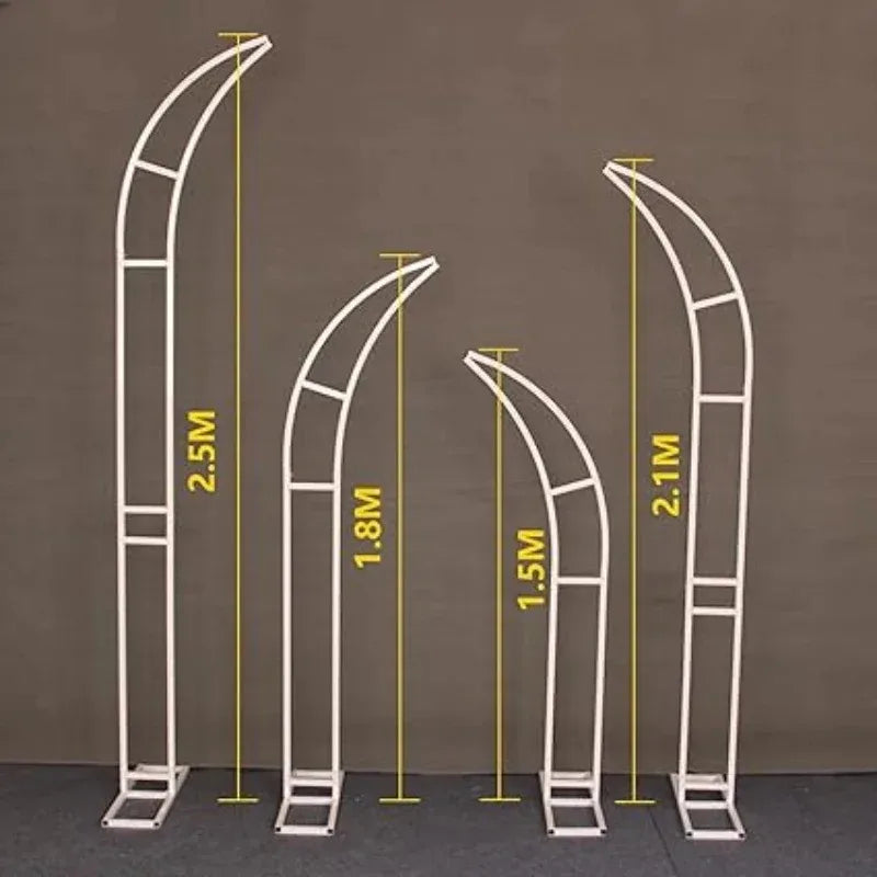 Ox Horn Floral Arch Stand Backdrop Heavy Duty Wedding Party Photo Booth Decor Adjustable Event Props Half Moon Curved Shelf