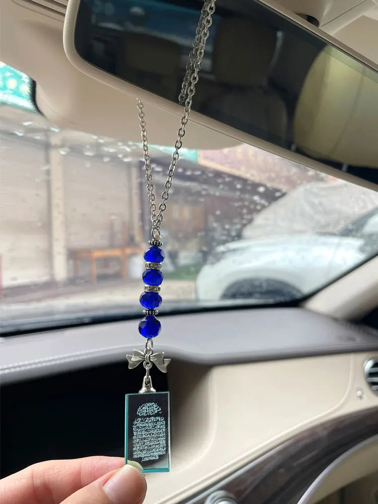 Islam Blue Beads Quran Allah Ayatul Kursi Crystal Car Hanging Pendant