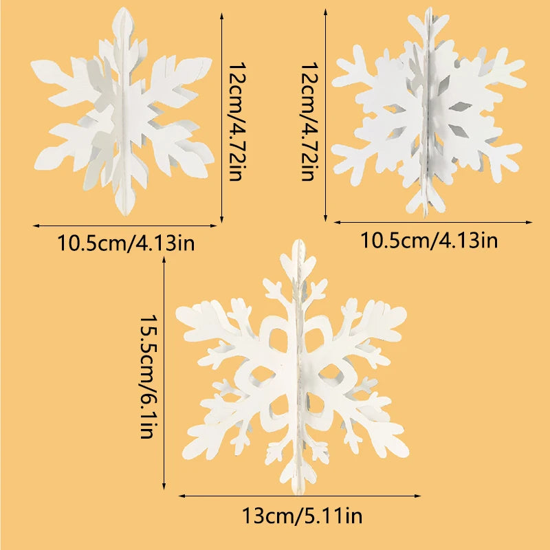 6pcs 3D white/laser snowflake hanging decorations, Christmas snowflakes, winter wonderland, New Year's party home decorations