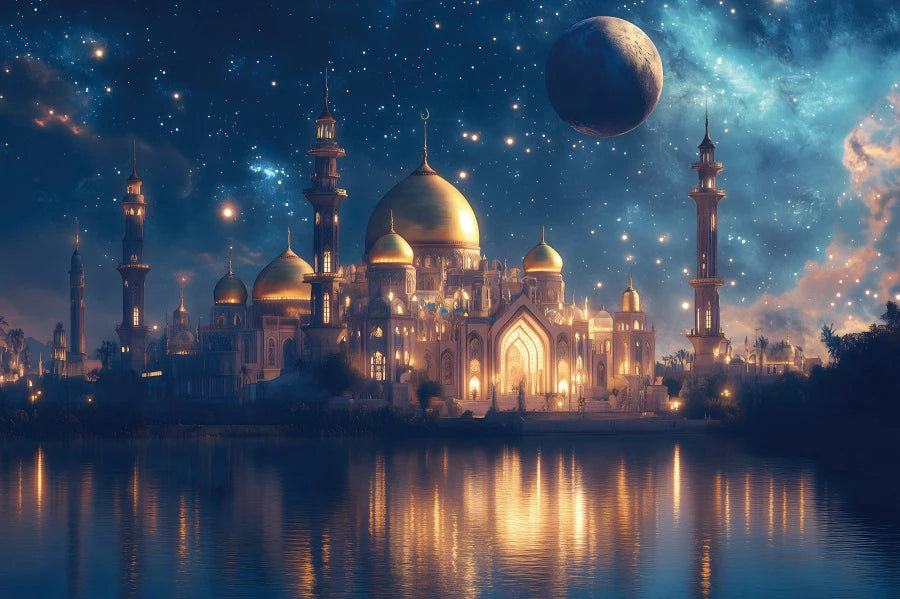 Ramadan Mubarak Backdrops Eid Al Adha Moon Islam Muslim Celebration Eid Party Night Decoration Background Photo Shoot Prop Gift