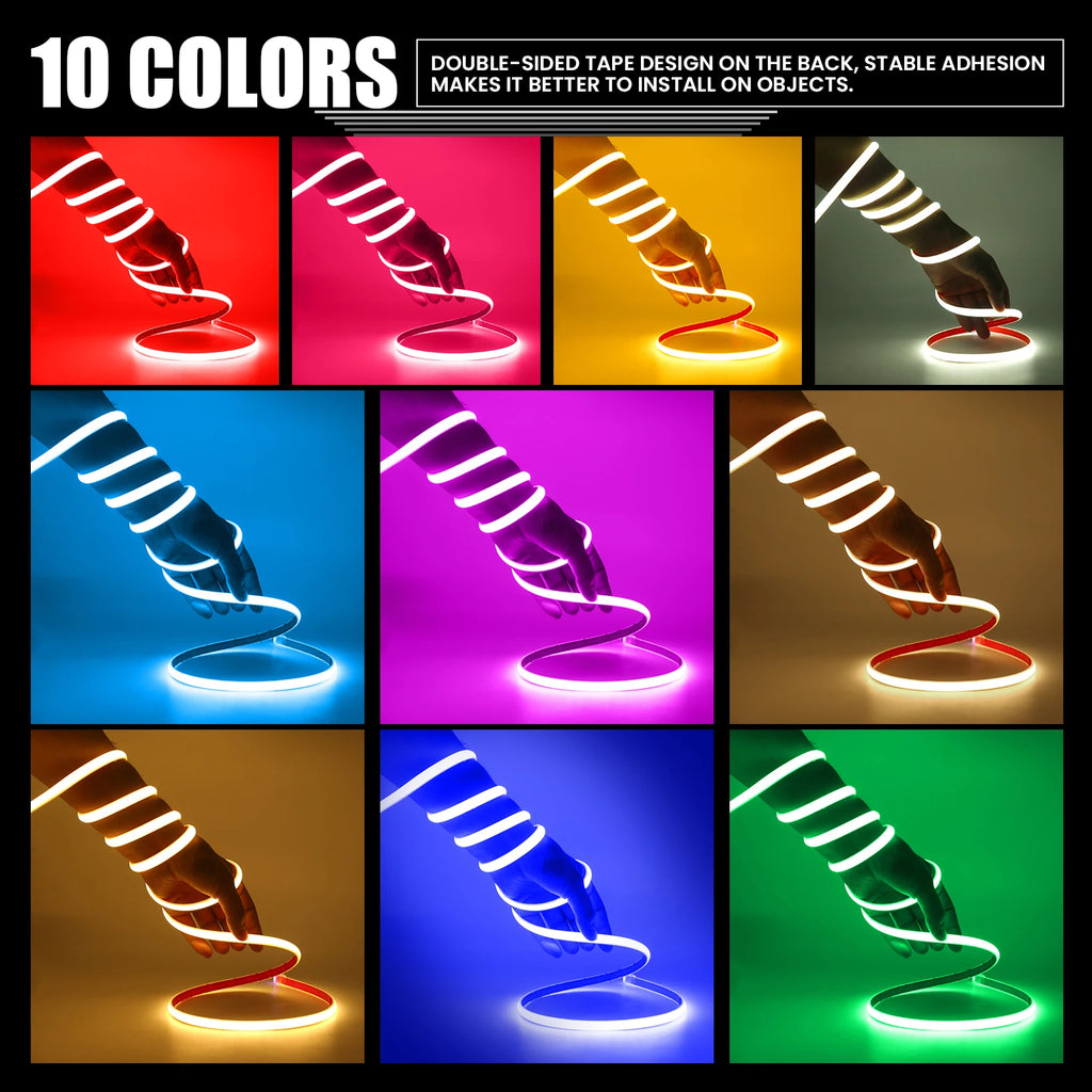 IP68 Waterproof COB LED Strip Light DC 12V 24V 320LEDs/m Red Blue Green White Linear Flexible Neon Lights for Room Garden Decor