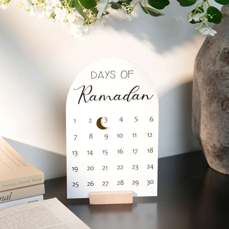 New Acrylic Ramadan Countdown Calendar Reminder Desktop Home Decoration Eid Mubarak Ramadan Kareem Islamic Muslim Party Supplies