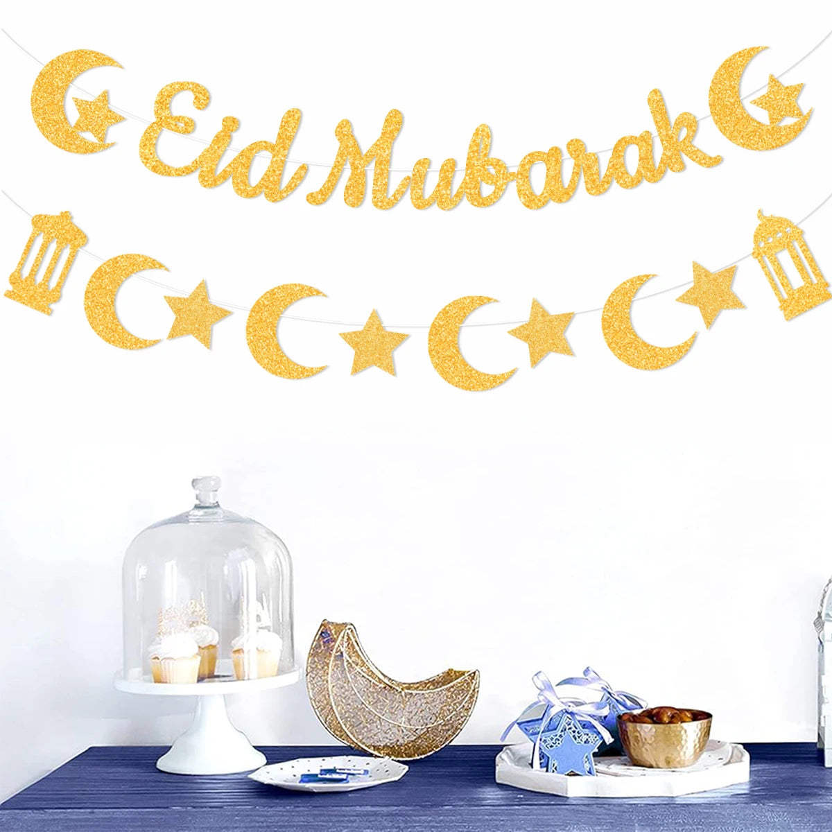 Eid Mubarak Ramadan kareem Banner Pull The Flag Eid Ramadan Decor For Home 2025 Ramadan Muslim Islamic Party Decor Supplies