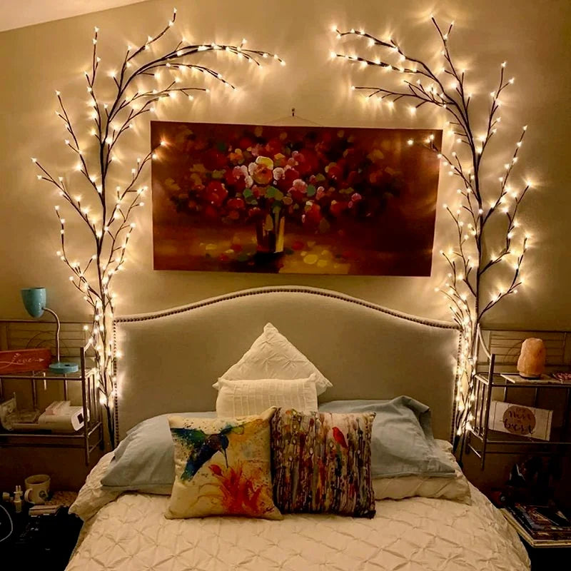 Christmas Decorations Artificial Plants Vine Tree Willow Rattan Lights 144 LED Wall Bedroom Living Room Valentine's Day Decor